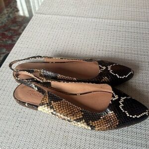 Madewell The Margot Slingback Flat in Snake Embossed Leather, 7.5